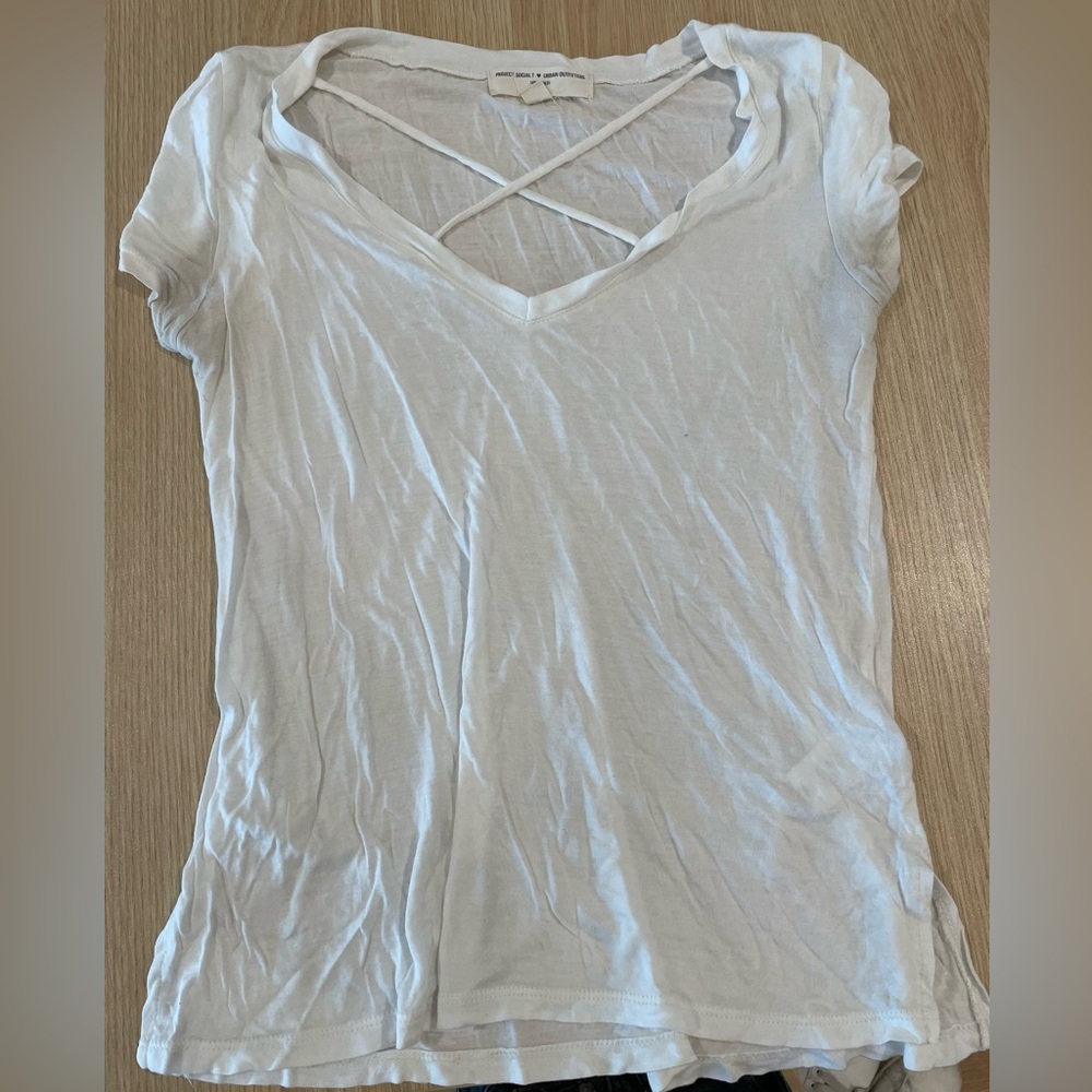 White Criss-Cross Tshirt from Urban Outfitters